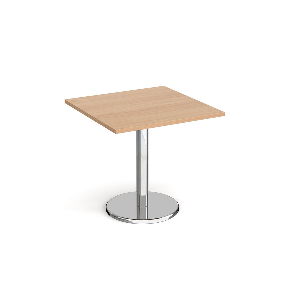 Picture of Pisa square dining table with round chrome base 800mm - beech
