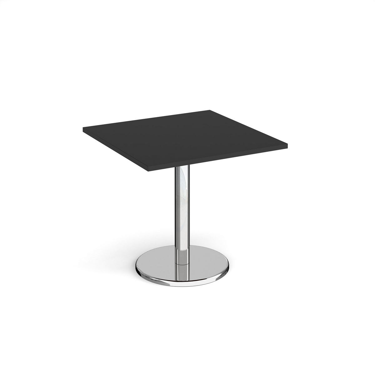 Picture of Pisa square dining table with round chrome base 800mm -  Black