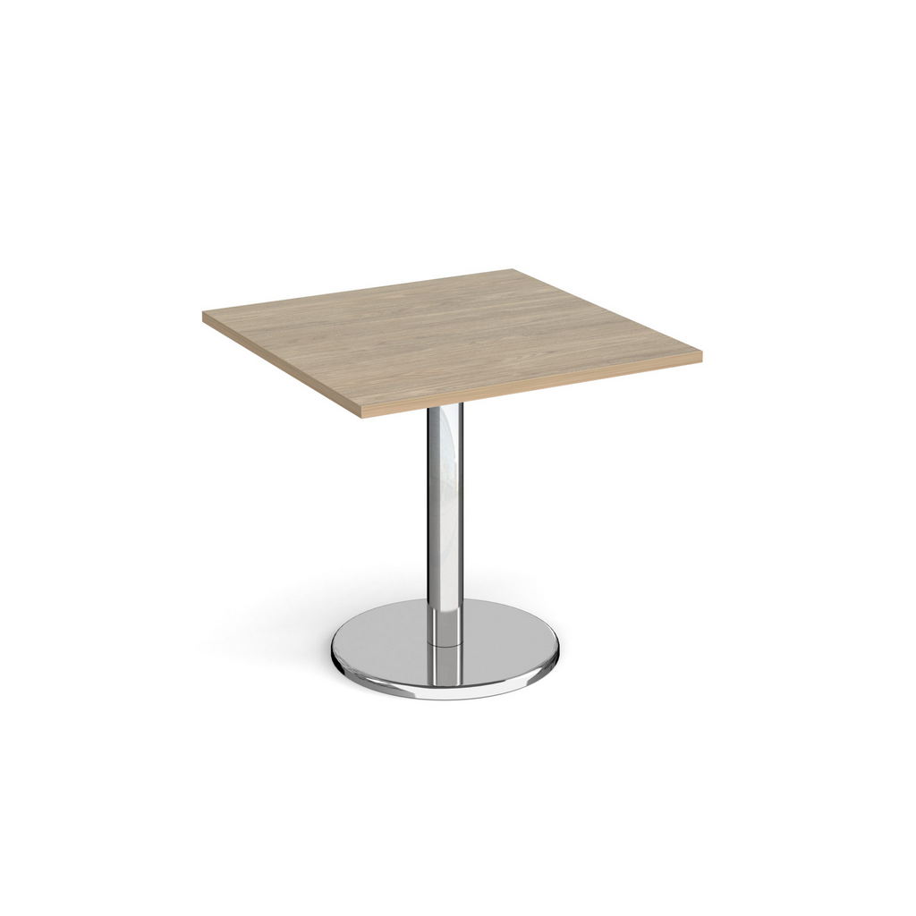 Picture of Pisa square dining table with round chrome base 800mm - barcelona walnut