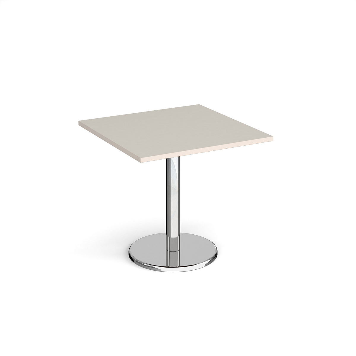 Picture of Pisa square dining table with round chrome base 800mm - Light Grey