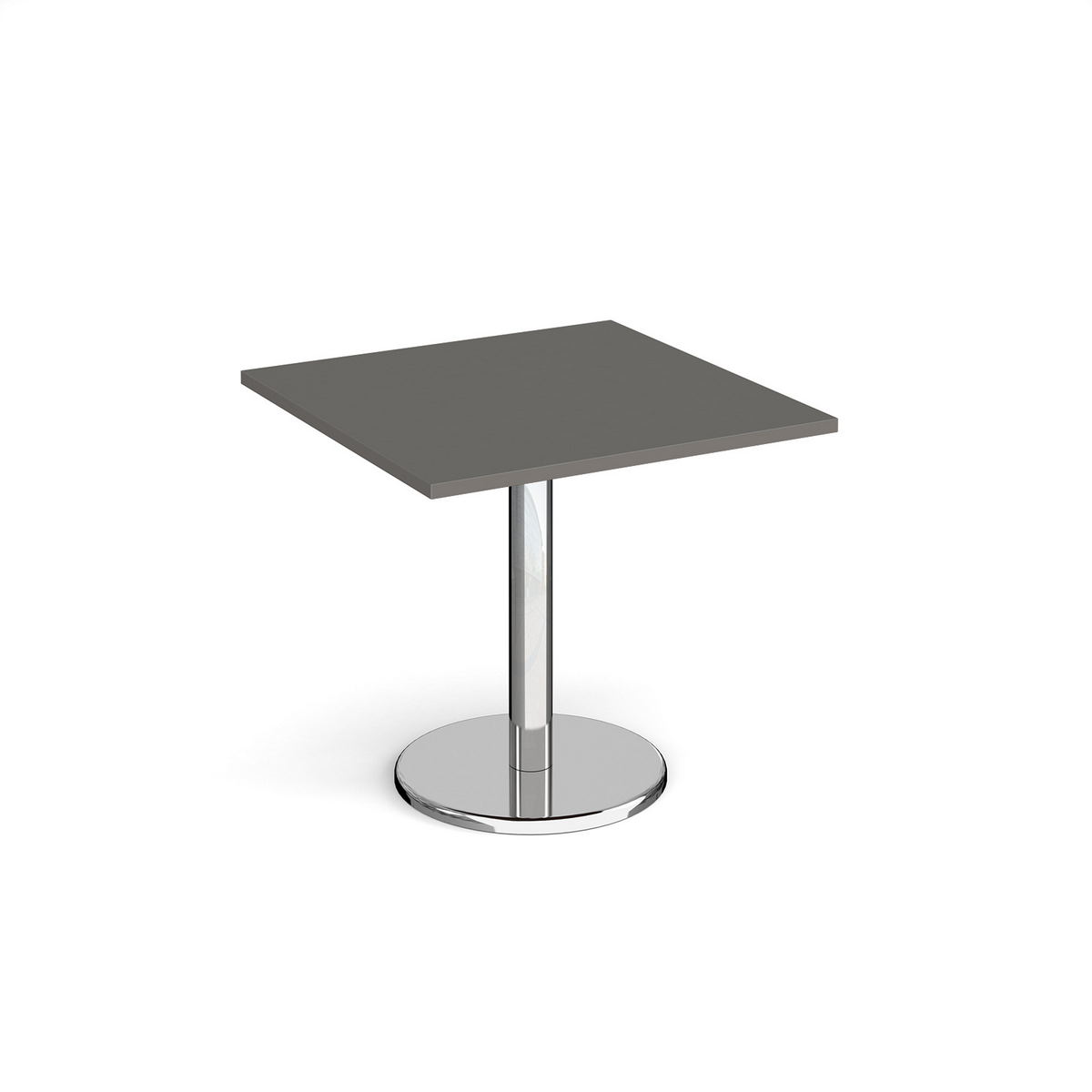 Picture of Pisa square dining table with round chrome base 800mm - Onyx Grey