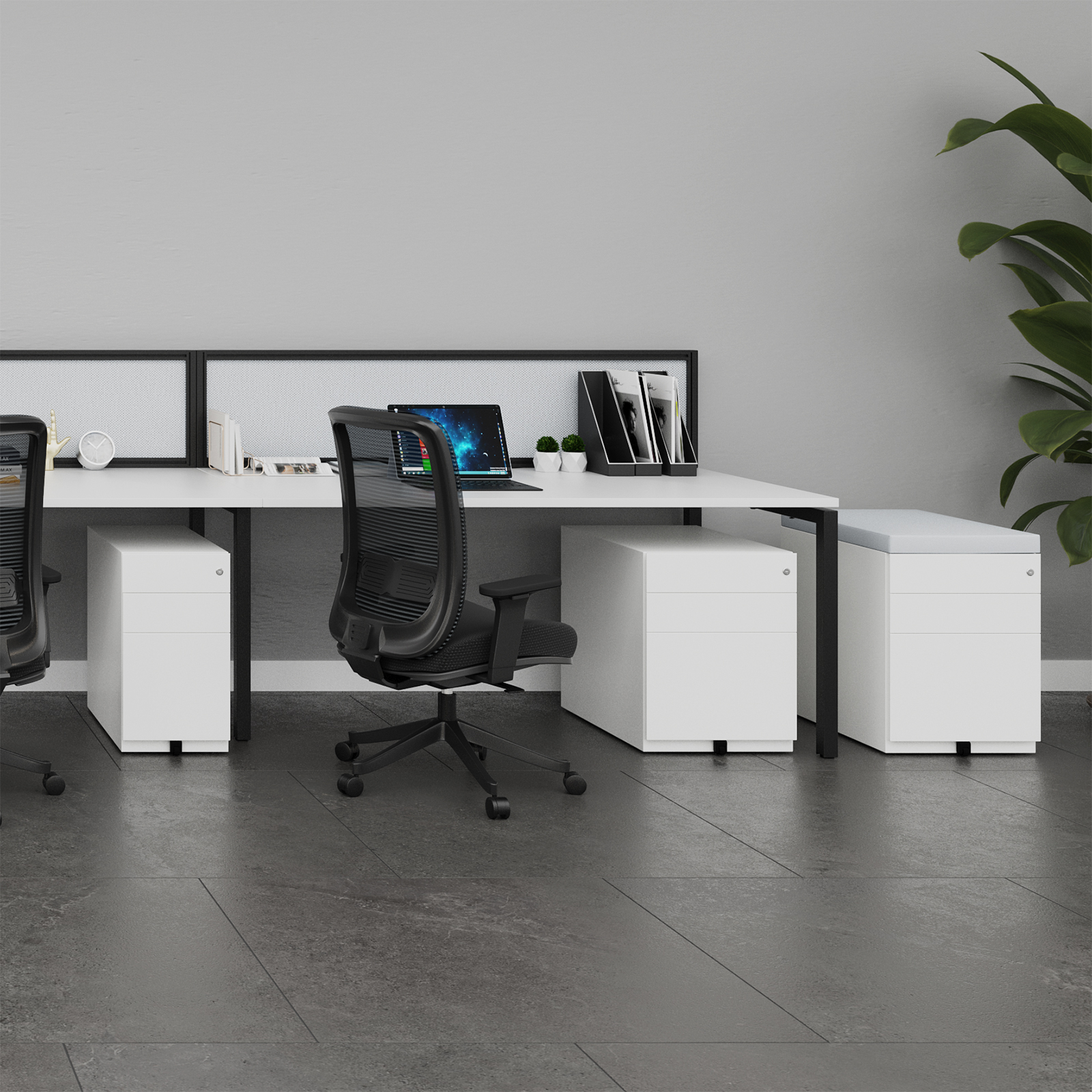 Picture of Steel 3 drawer wide mobile pedestal - silver