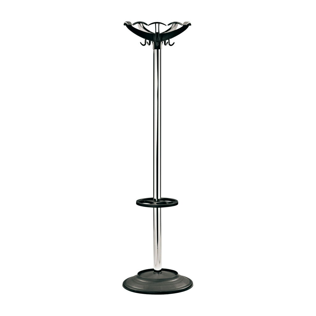 Picture of Coat & umbrella stand with 10 coat hooks and 8 umbrella hooks 1730mm high - black/chrome