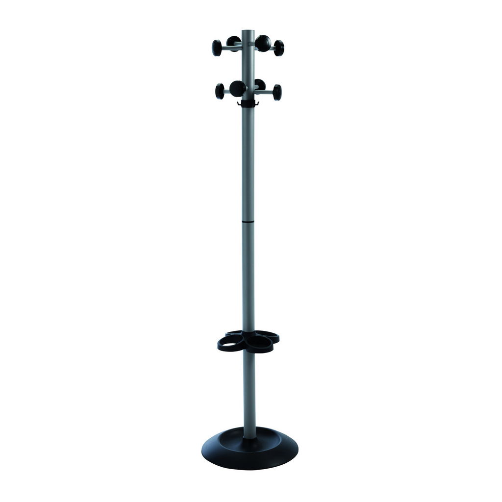 Picture of Coat & umbrella stand with 8 coat hooks and 8 umbrella hooks 1730mm high - black
