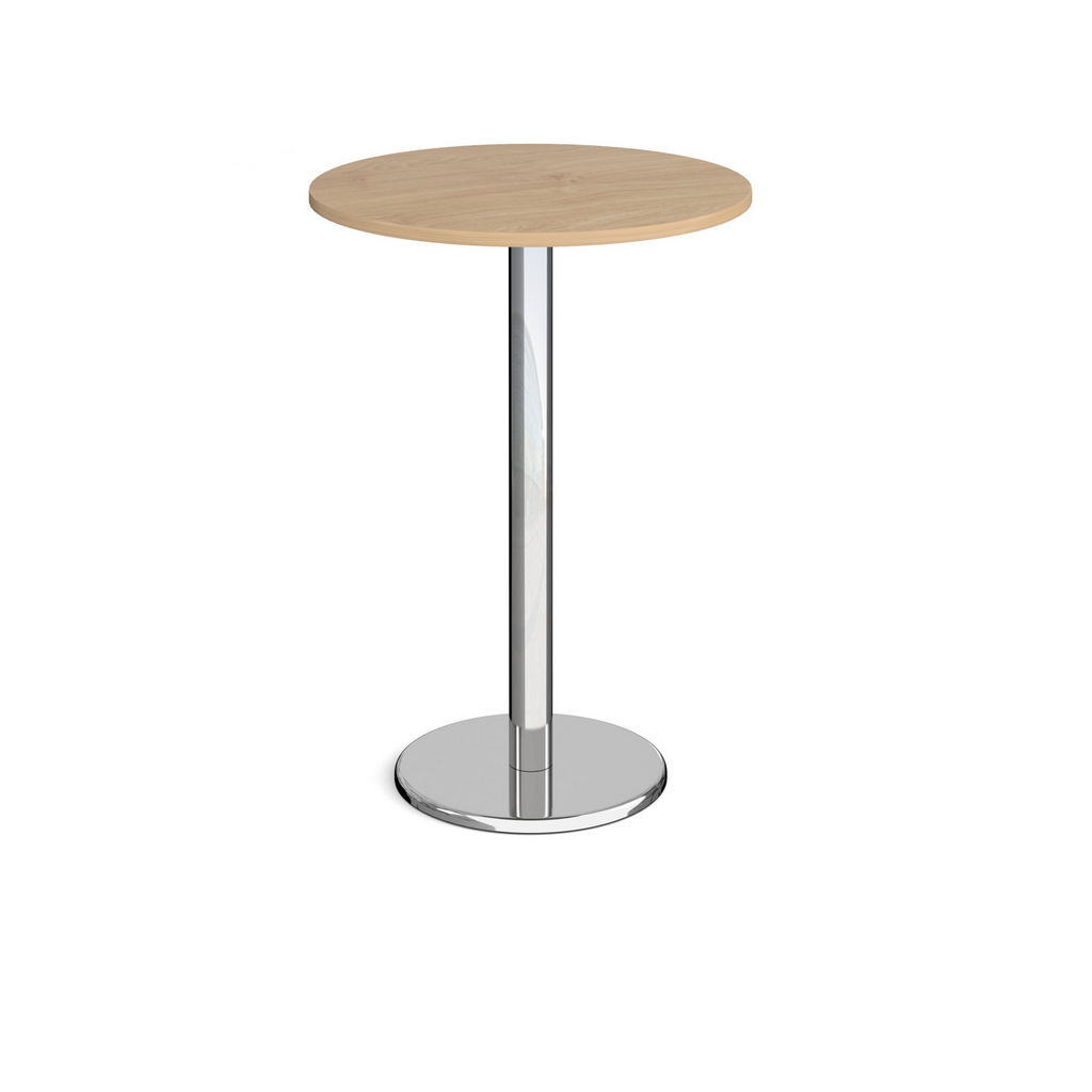 Picture of Pisa circular poseur table with round chrome base 800mm - kendal oak