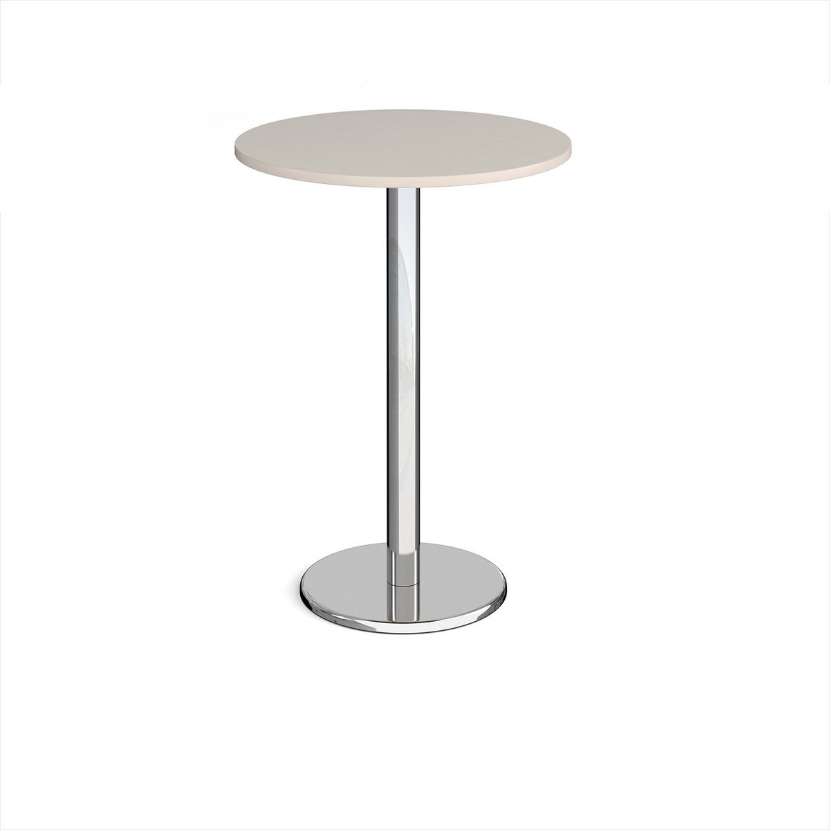 Picture of Pisa circular poseur table with round chrome base 800mm - Light Grey