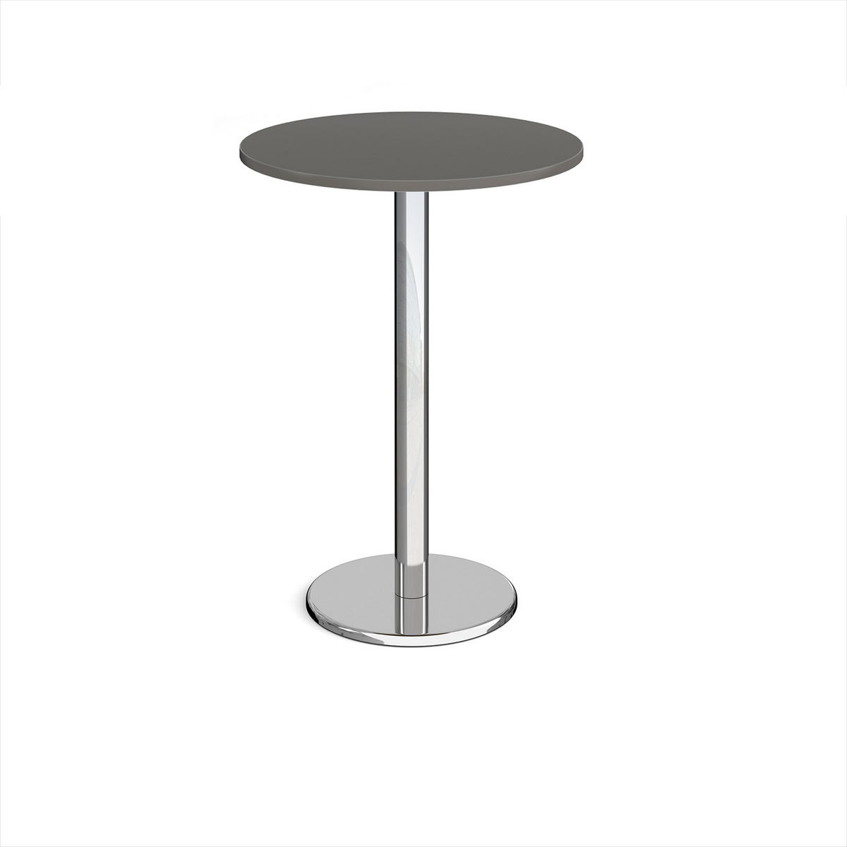 Picture of Pisa circular poseur table with round chrome base 800mm - Onyx Grey