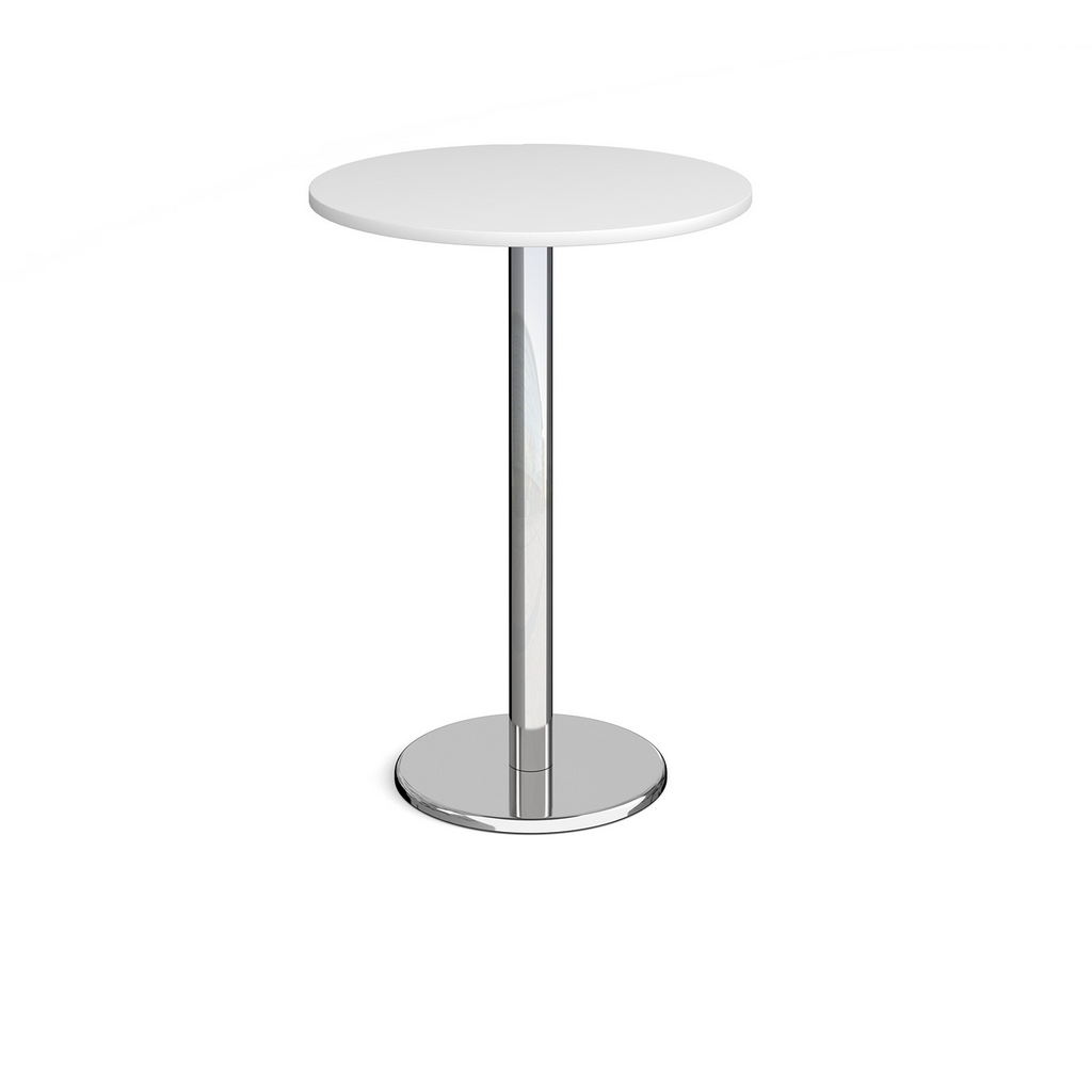 Picture of Pisa circular poseur table with round chrome base 800mm - white
