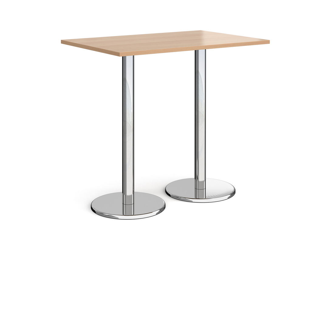 Picture of Pisa rectangular poseur table with round chrome bases 1200mm x 800mm - beech