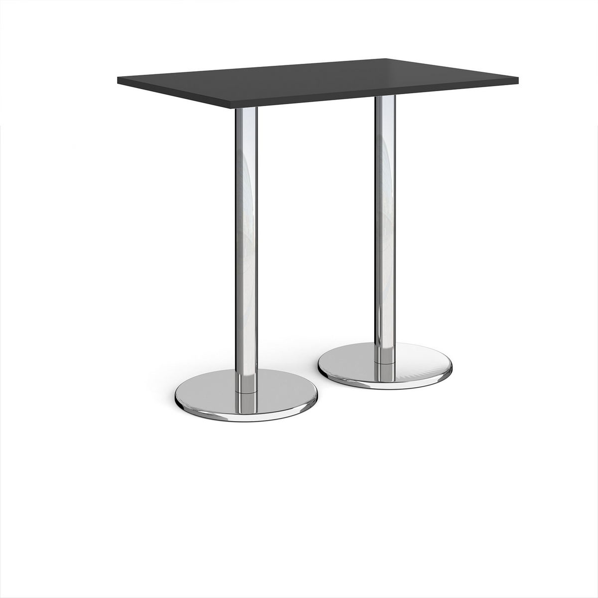 Picture of Pisa rectangular poseur table with round chrome bases 1200mm x 800mm -  Black