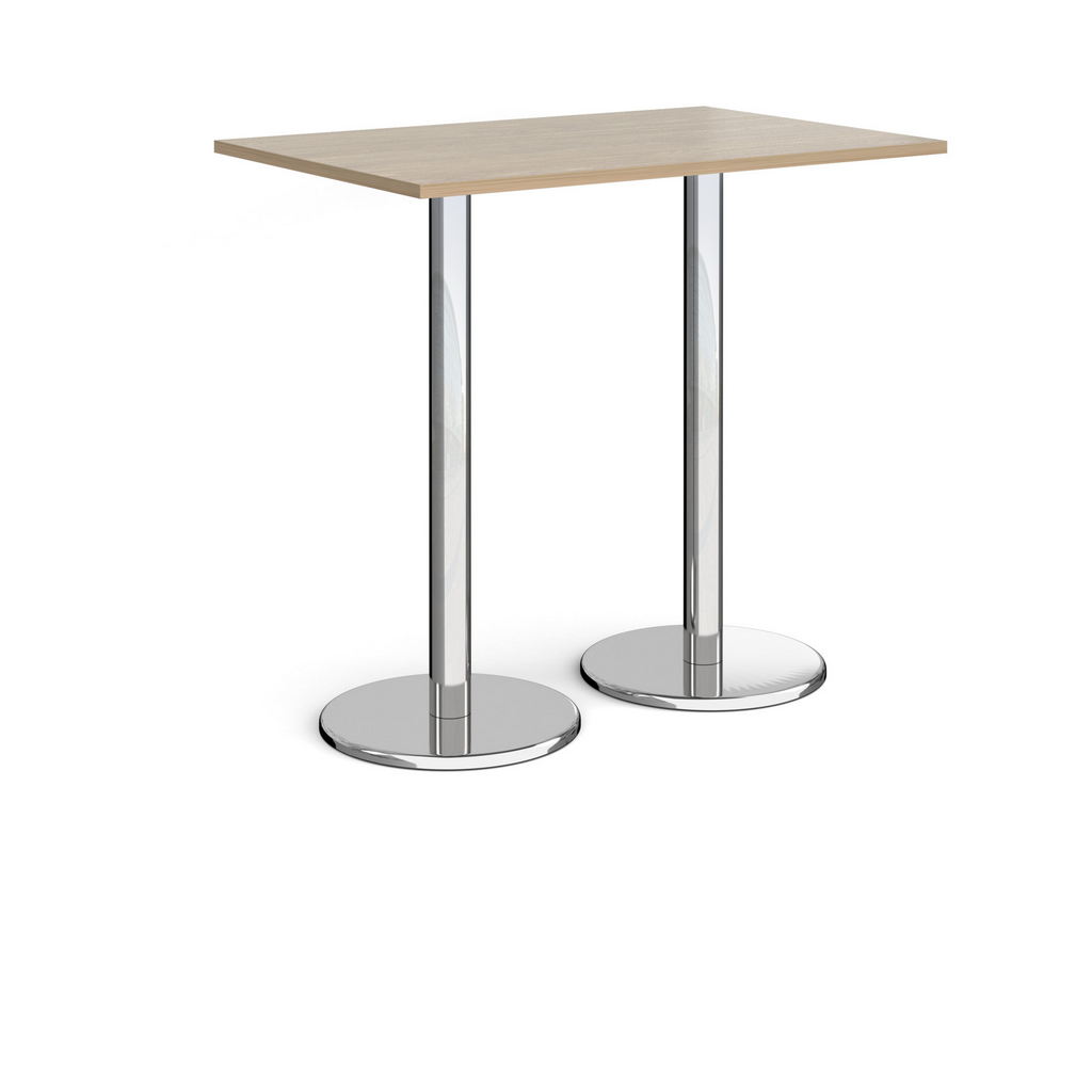 Picture of Pisa rectangular poseur table with round chrome bases 1200mm x 800mm - barcelona walnut