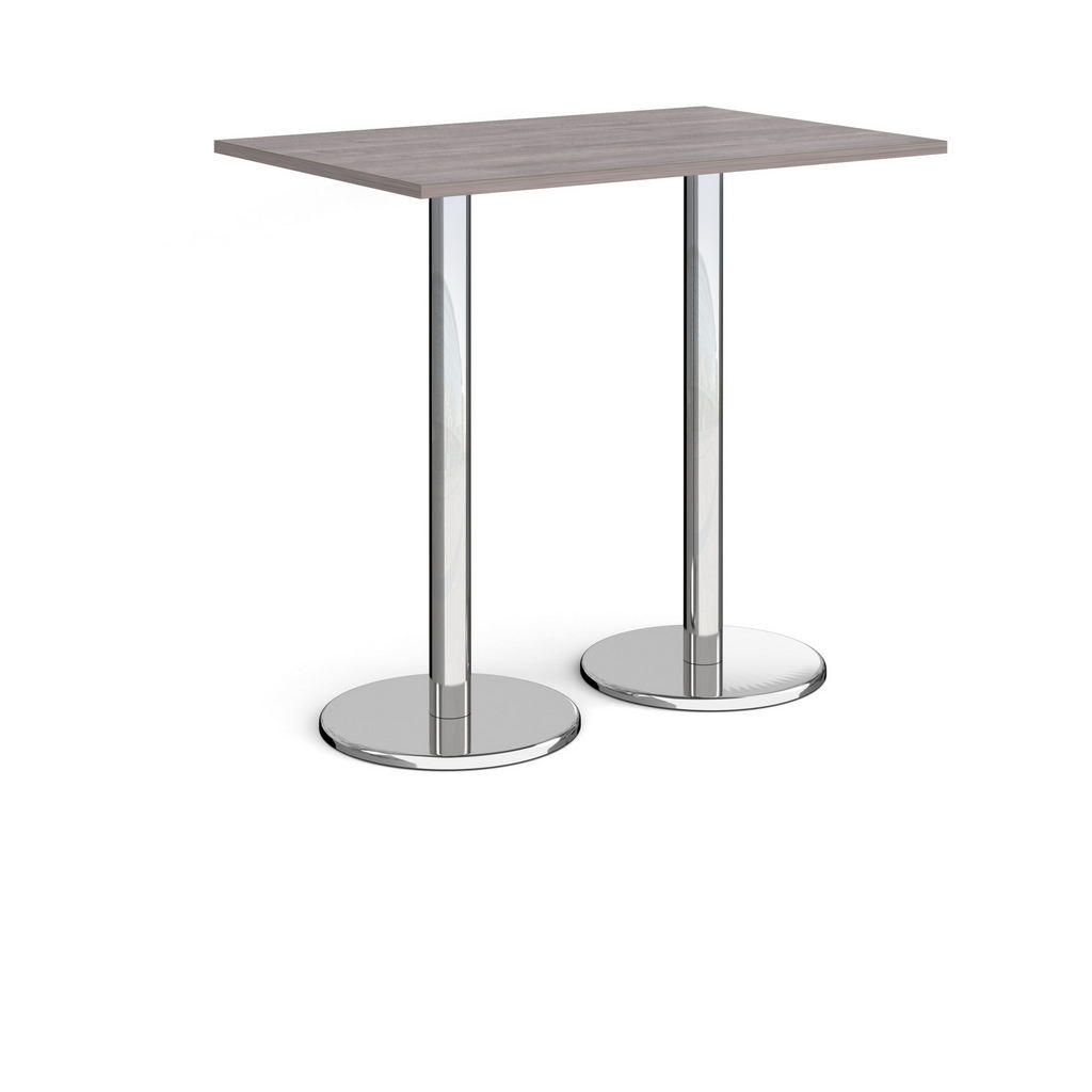 Picture of Pisa rectangular poseur table with round chrome bases 1200mm x 800mm - grey oak