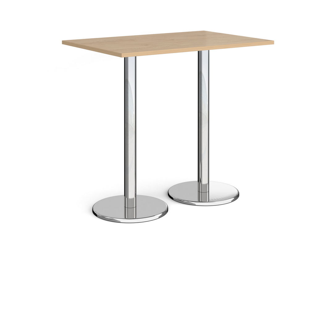 Picture of Pisa rectangular poseur table with round chrome bases 1200mm x 800mm - kendal oak