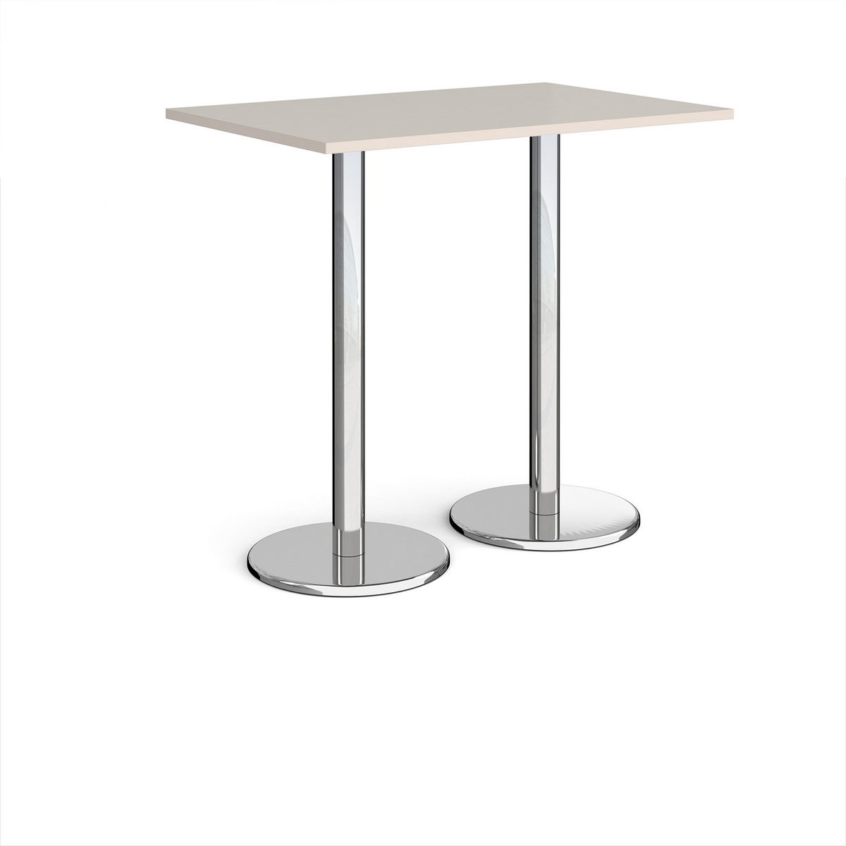 Picture of Pisa rectangular poseur table with round chrome bases 1200mm x 800mm - Light Grey