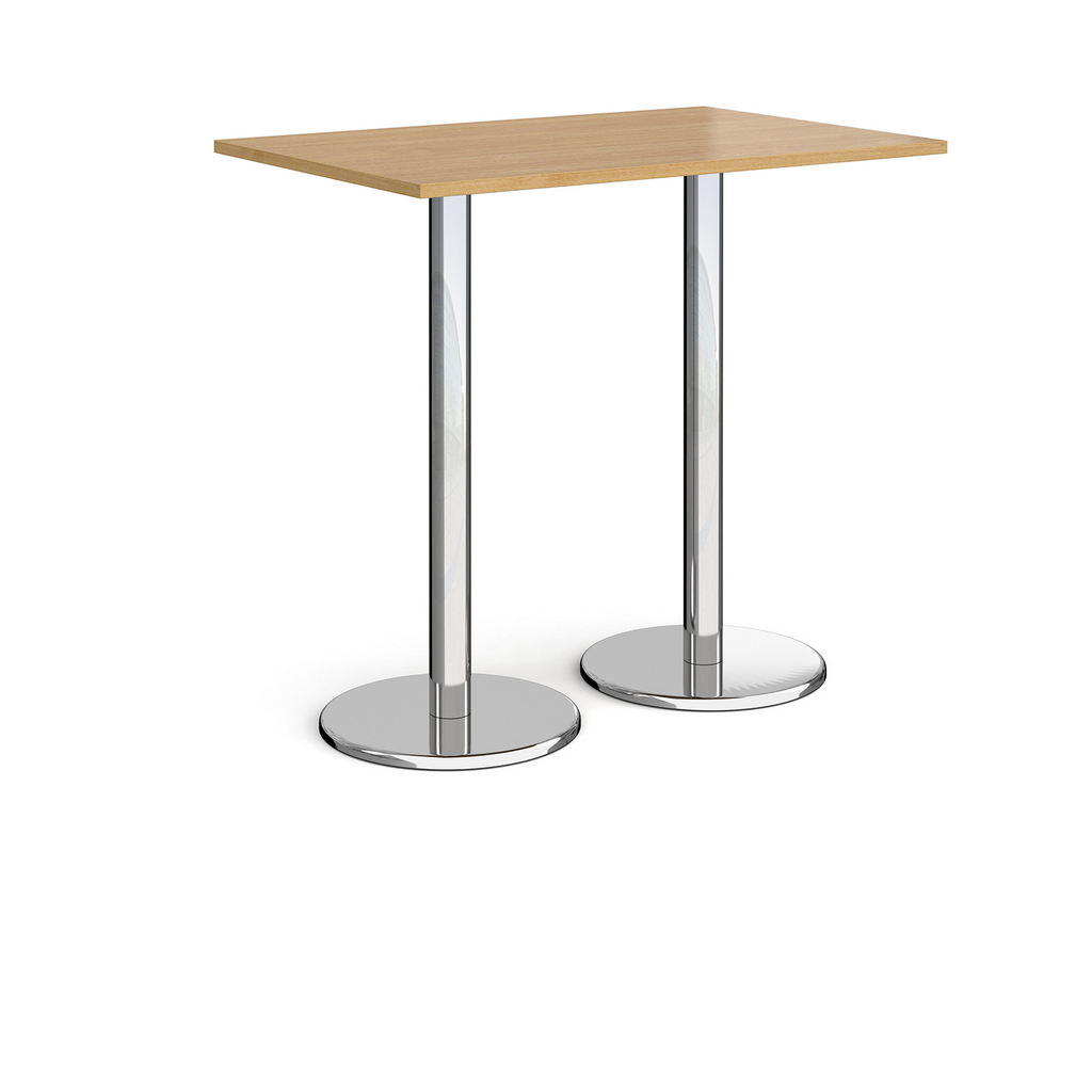 Picture of Pisa rectangular poseur table with round chrome bases 1200mm x 800mm - oak