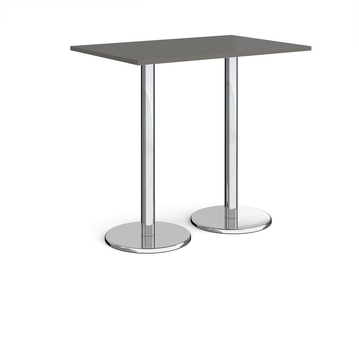 Picture of Pisa rectangular poseur table with round chrome bases 1200mm x 800mm - Onyx Grey