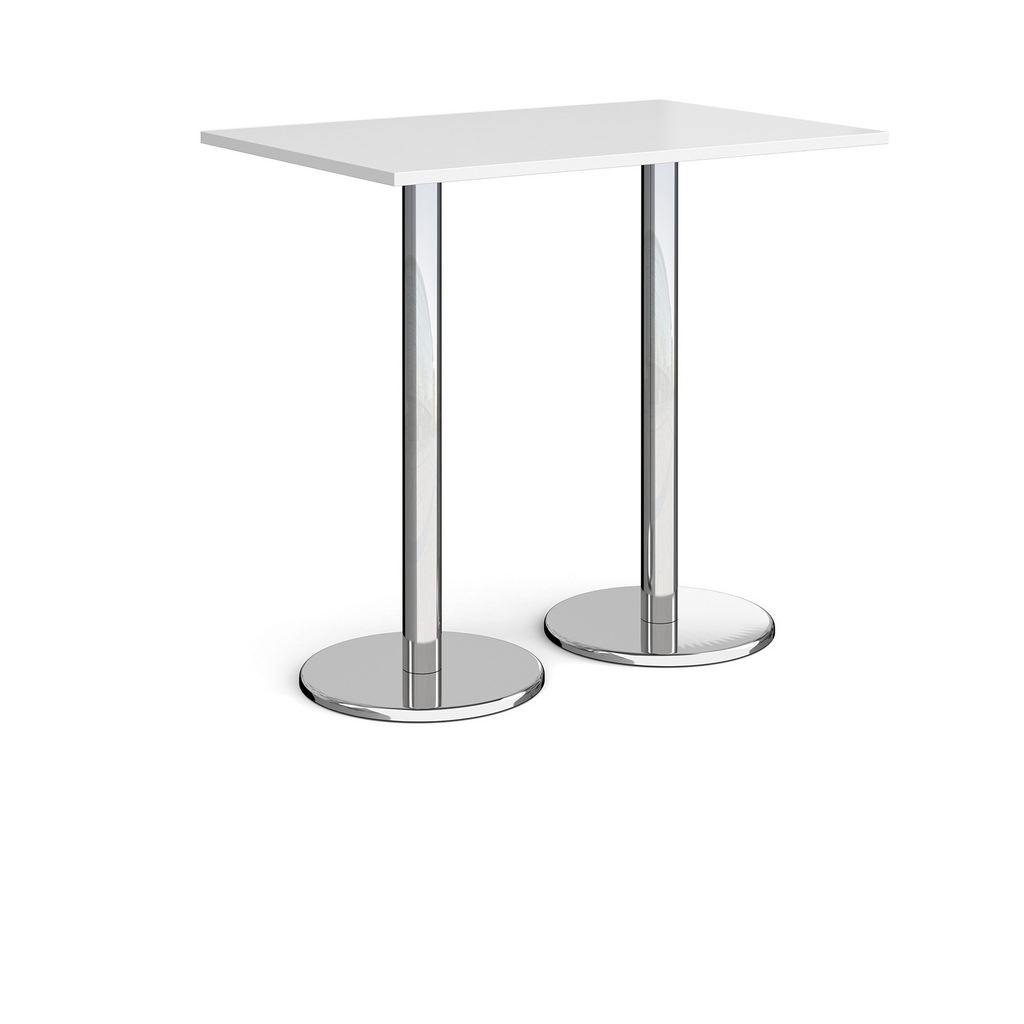 Picture of Pisa rectangular poseur table with round chrome bases 1200mm x 800mm - white