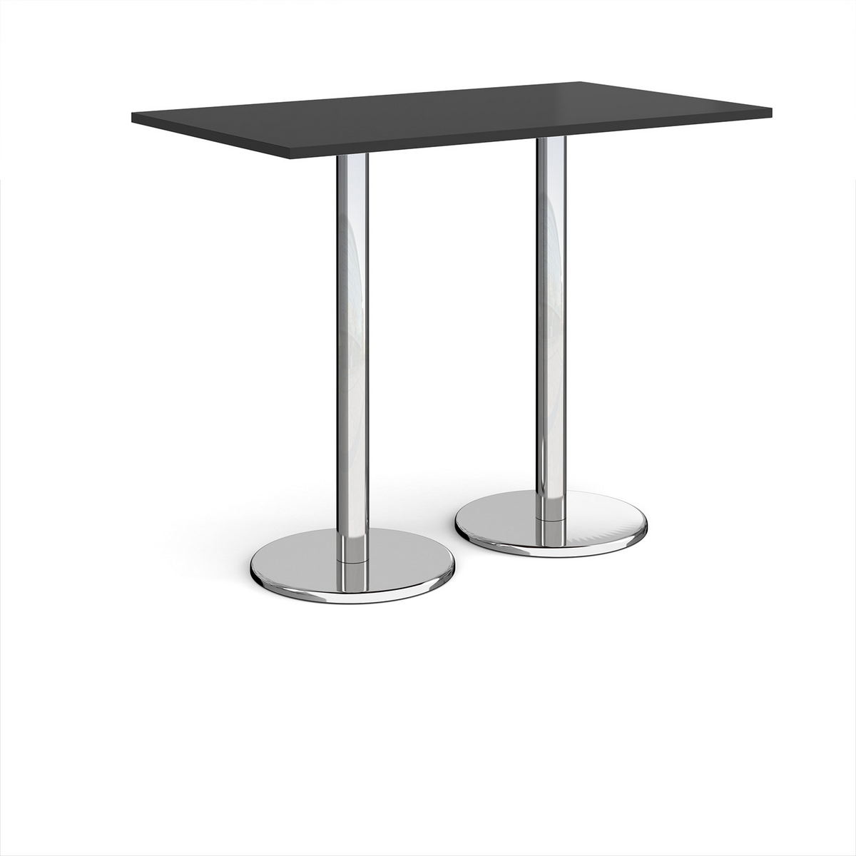 Picture of Pisa rectangular poseur table with round chrome bases 1400mm x 800mm -  Black