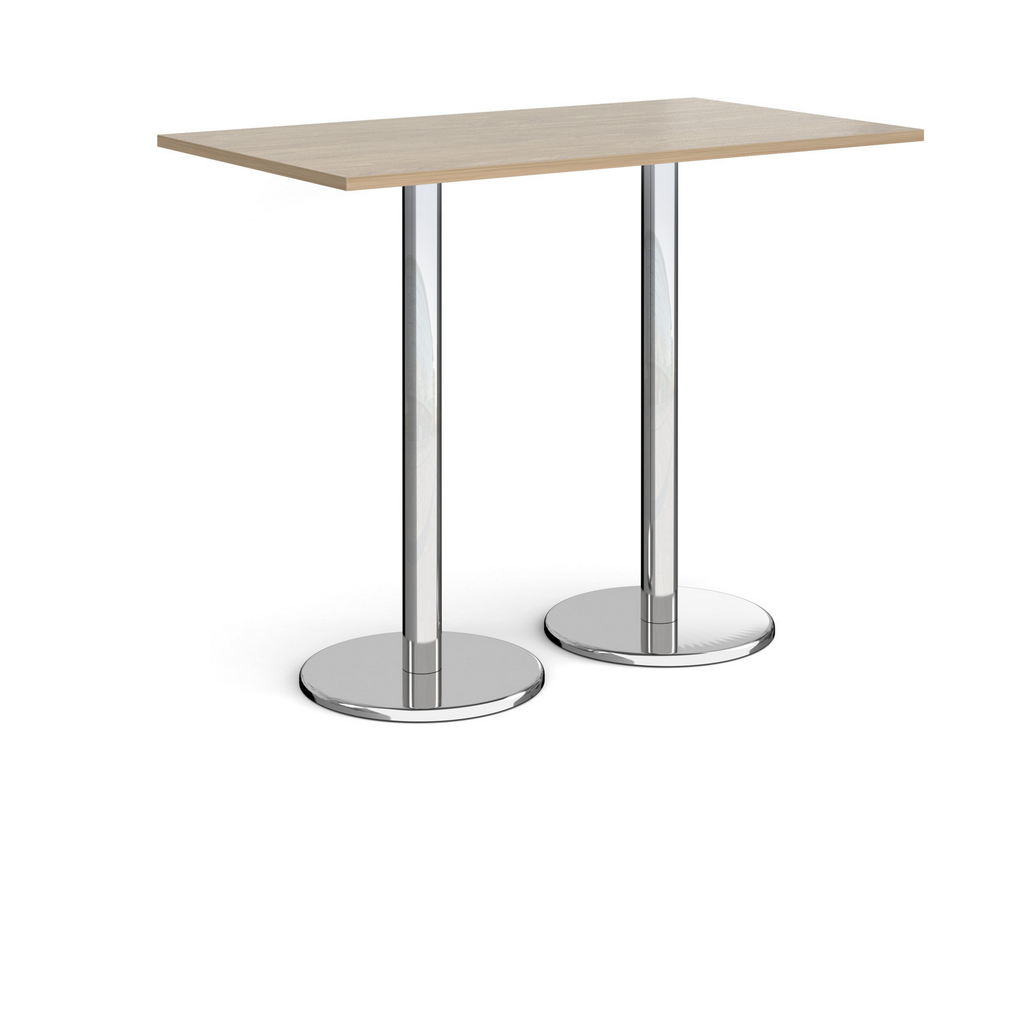 Picture of Pisa rectangular poseur table with round chrome bases 1400mm x 800mm - barcelona walnut