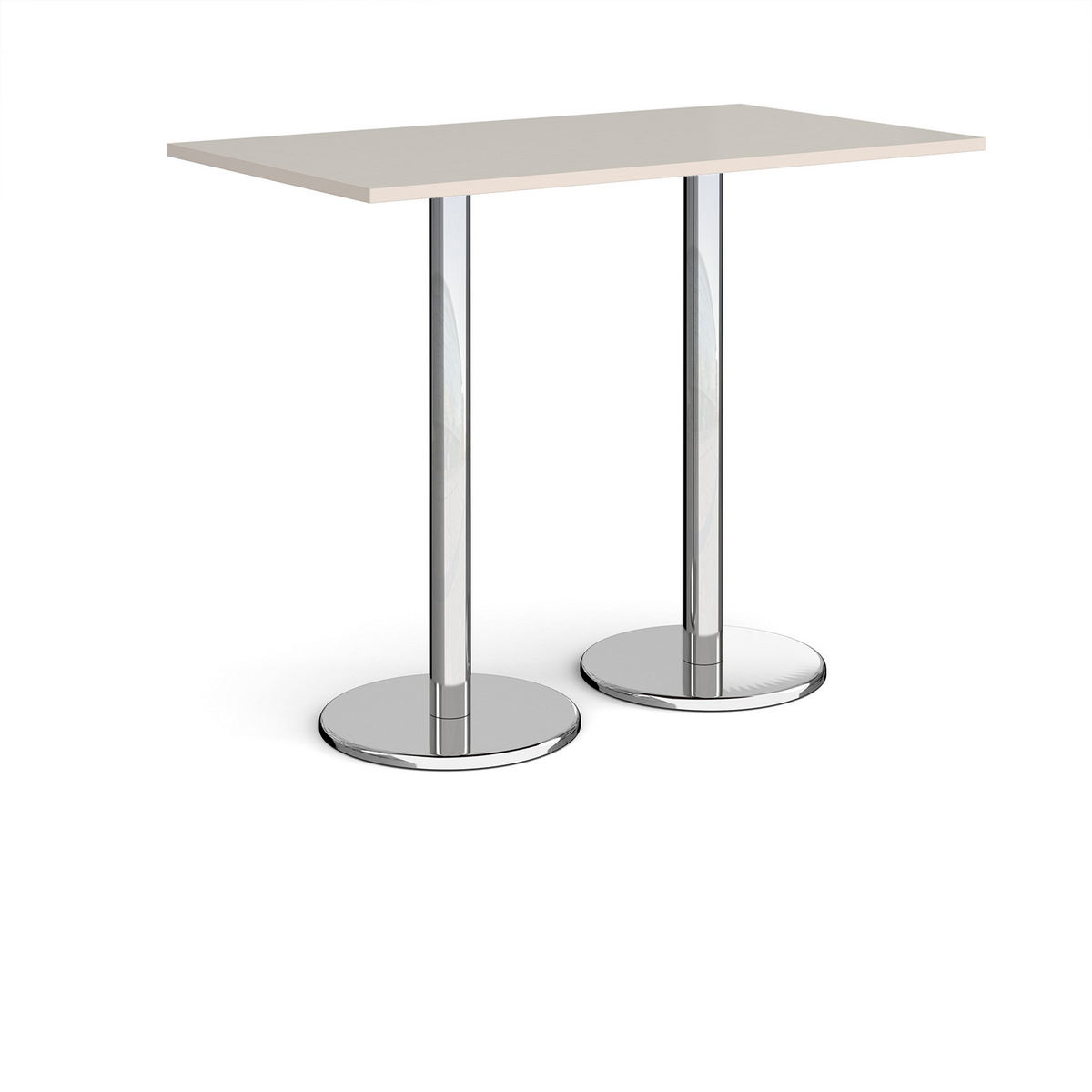 Picture of Pisa rectangular poseur table with round chrome bases 1400mm x 800mm - Light Grey