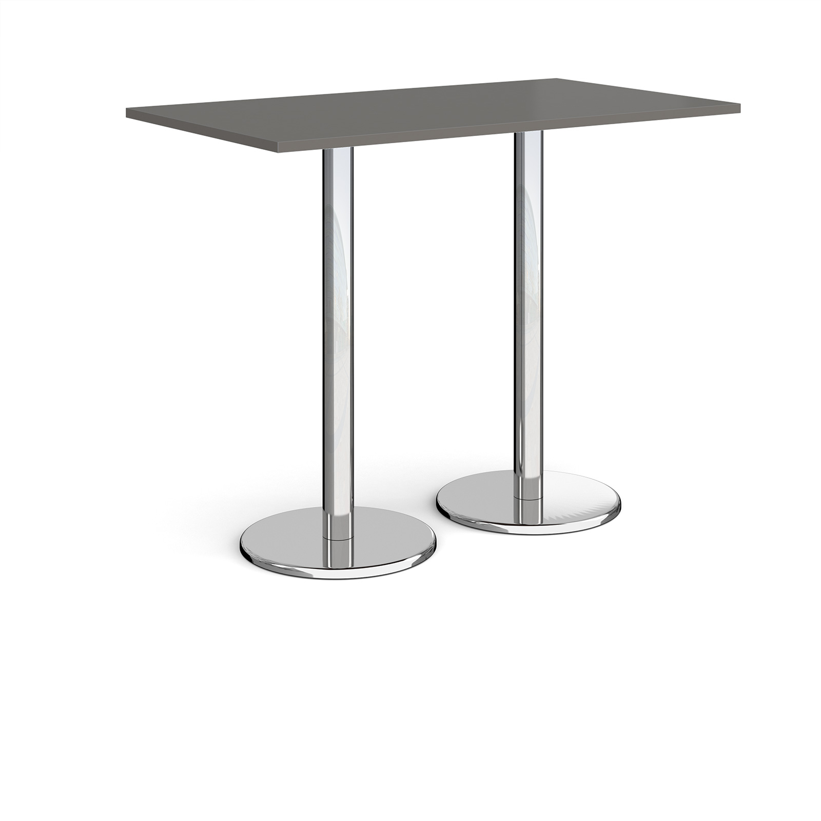 Picture of Pisa rectangular poseur table with round chrome bases 1400mm x 800mm - Onyx Grey