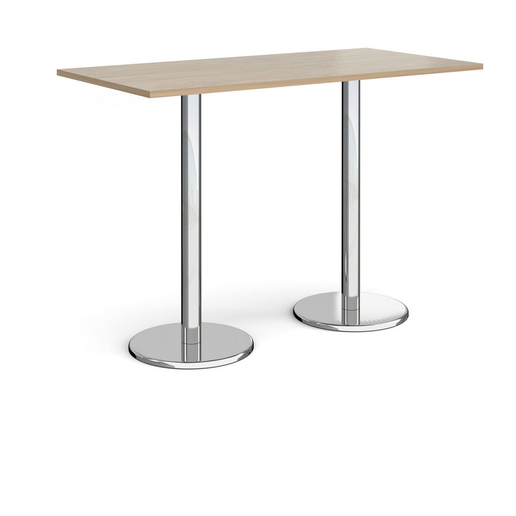 Picture of Pisa rectangular poseur table with round chrome bases 1600mm x 800mm - barcelona walnut