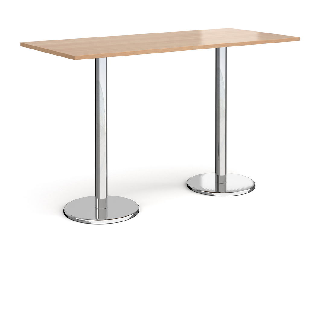 Picture of Pisa rectangular poseur table with round chrome bases 1800mm x 800mm - beech