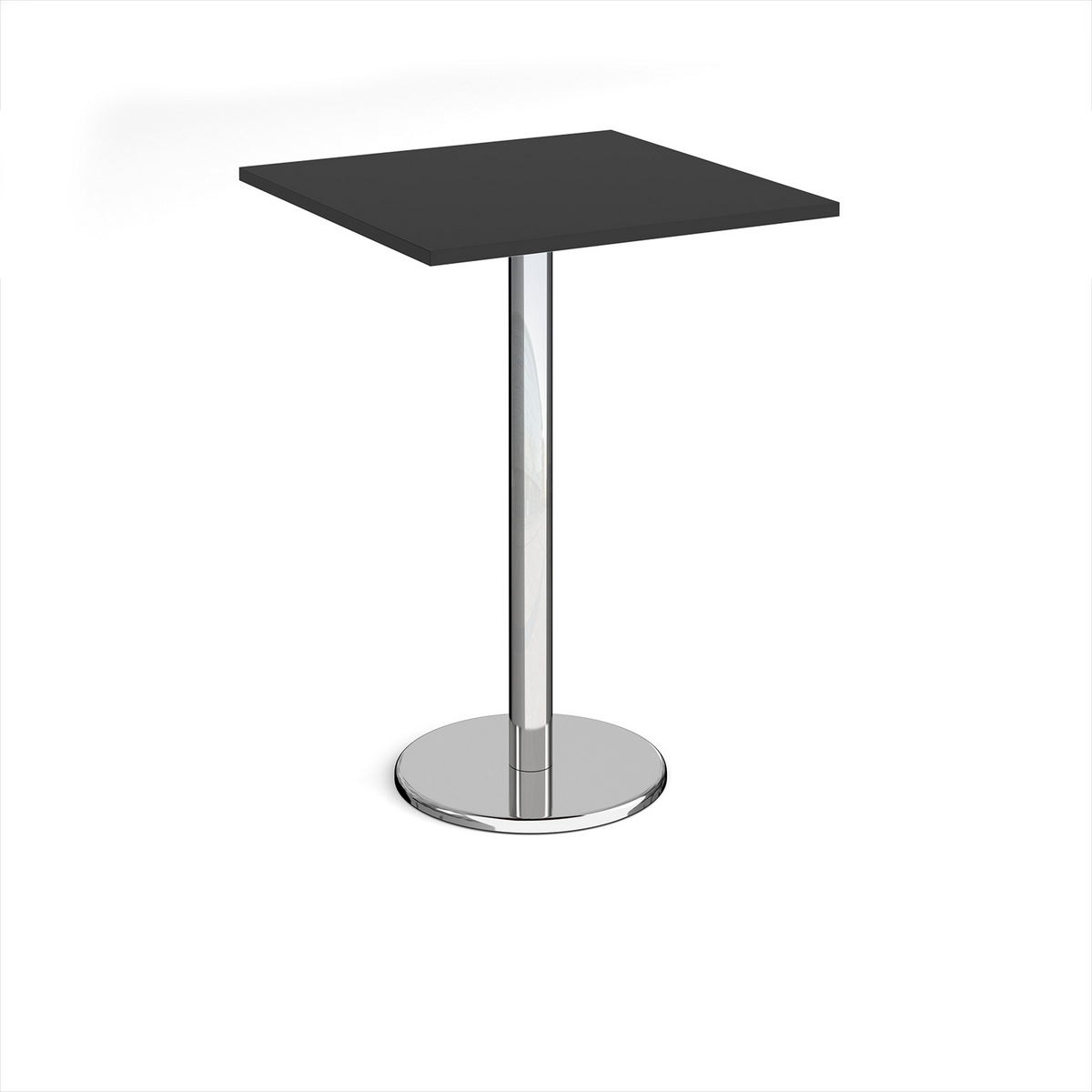 Picture of Pisa square poseur table with round chrome base 800mm -  Black