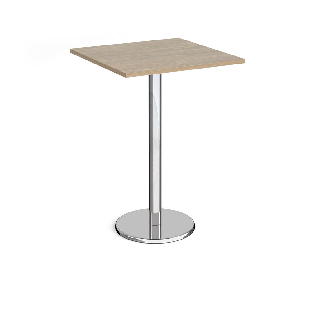 Picture of Pisa square poseur table with round chrome base 800mm - barcelona walnut