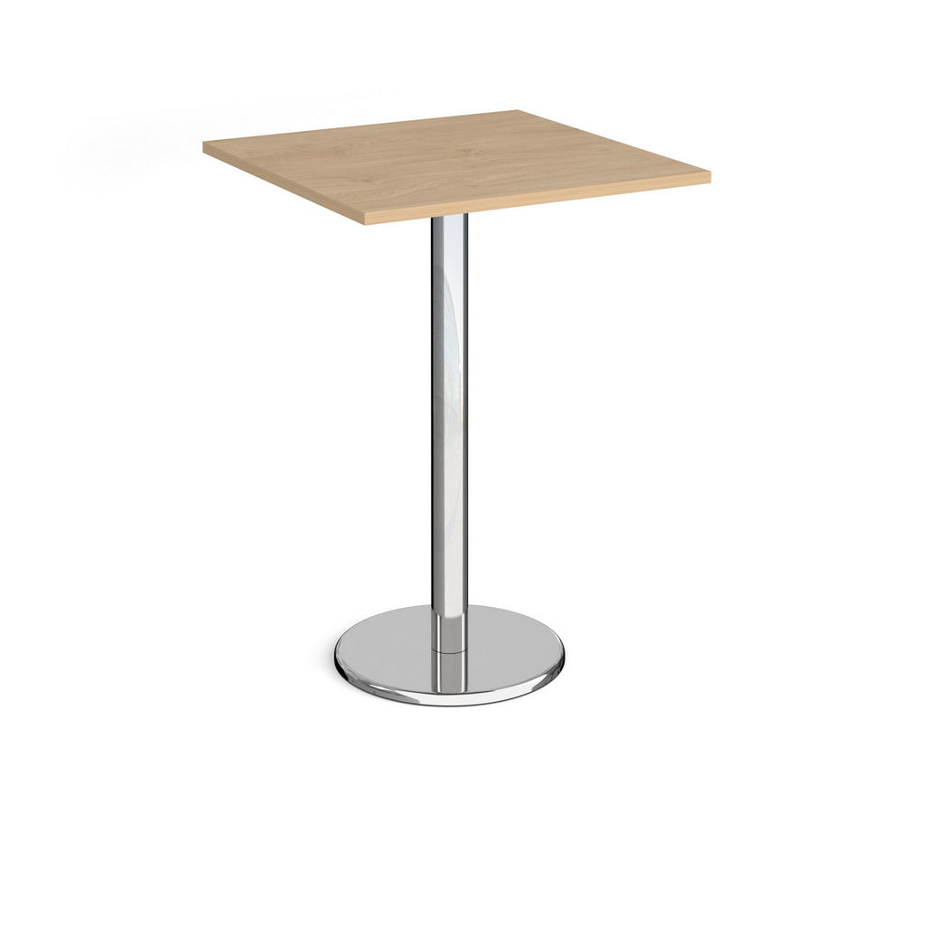 Picture of Pisa square poseur table with round chrome base 800mm - kendal oak