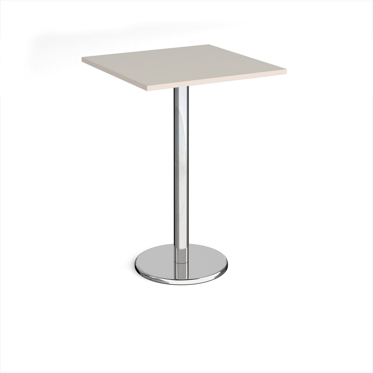 Picture of Pisa square poseur table with round chrome base 800mm - Light Grey