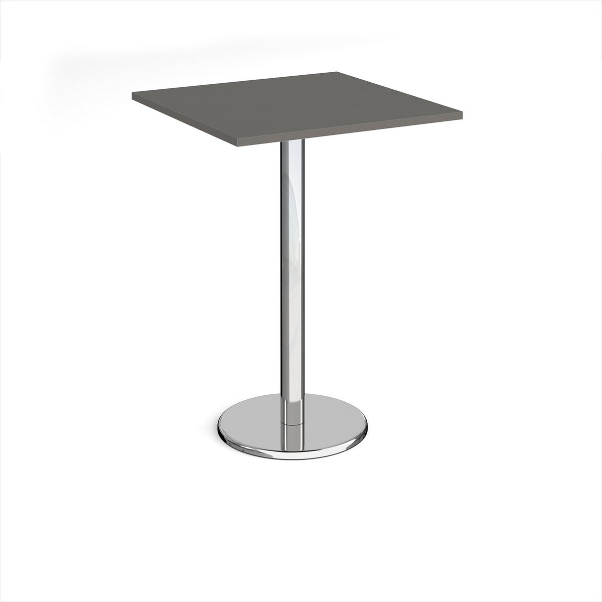 Picture of Pisa square poseur table with round chrome base 800mm - Onyx Grey