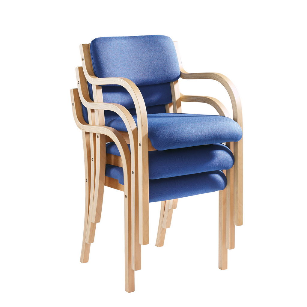 Picture of Prague wooden conference chair with double arms - blue