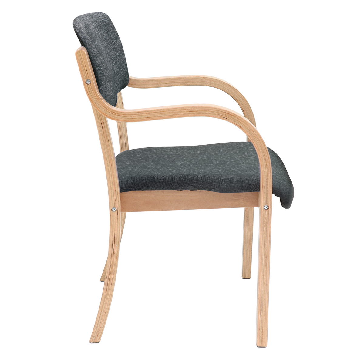 Picture of Prague wooden conference chair with double arms - charcoal