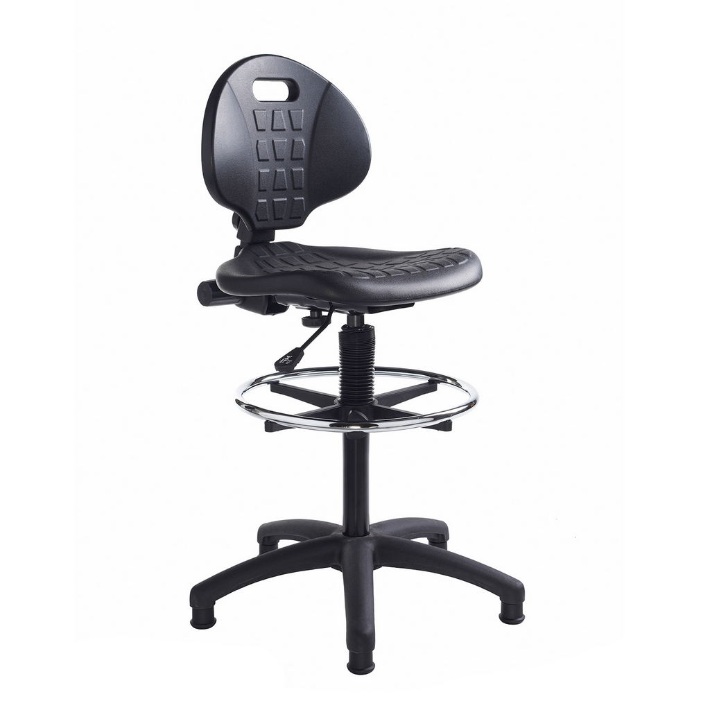 Picture of Prema polyurethane industrial operator chair with contoured back support - black