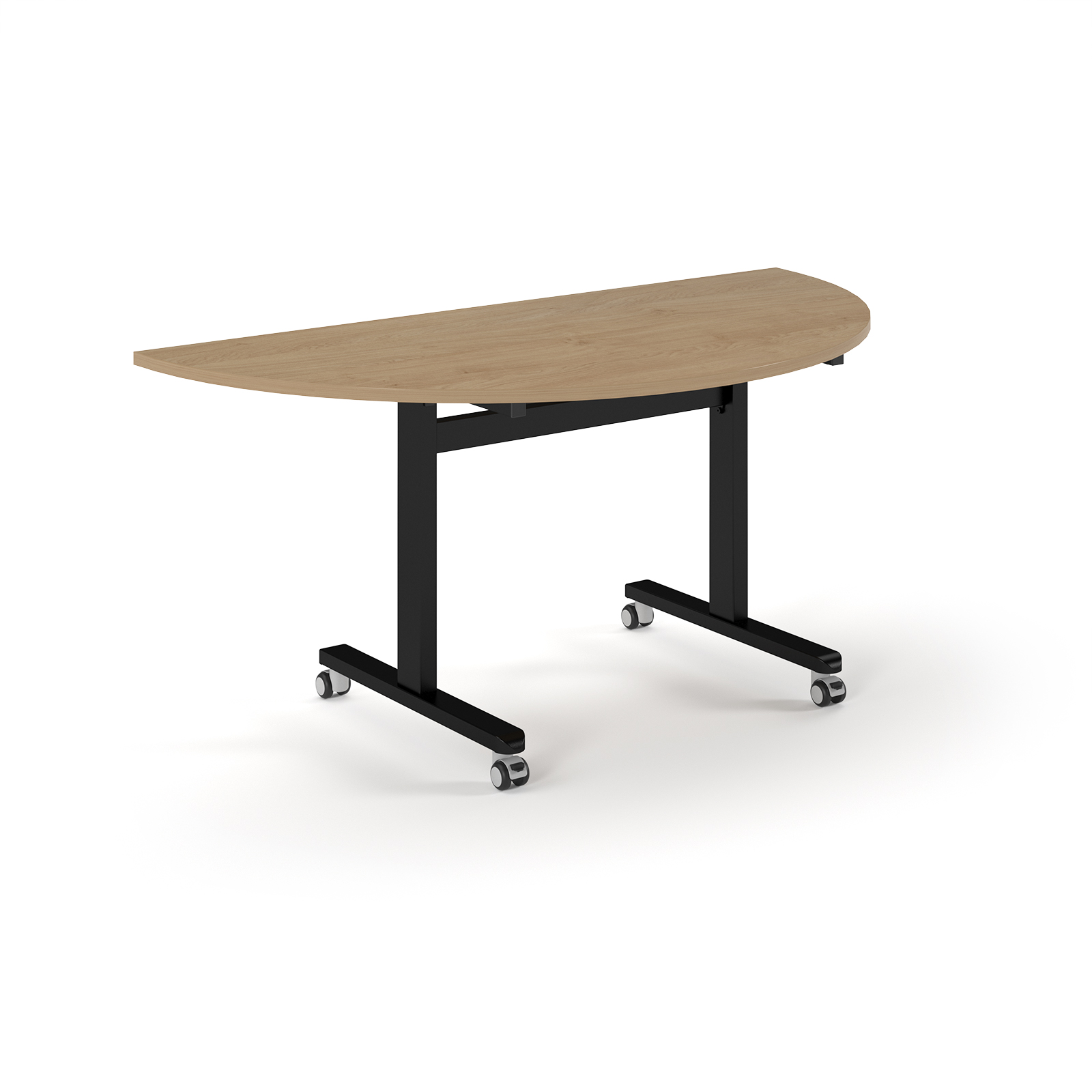 Picture of Pro Flip Semi-Circular Table 1600 x 800, Black, Kendal oakTop
