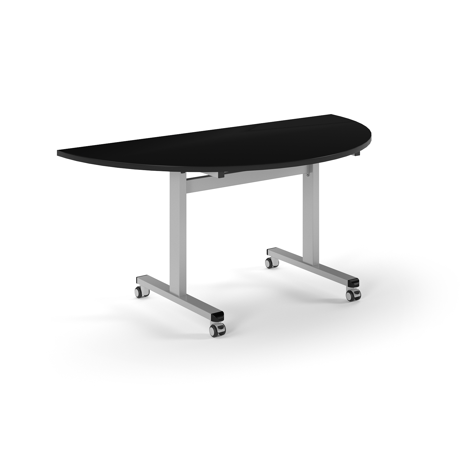Picture of Pro Flip Semi-Circular Table 1600 x 800, Silver, Black Top