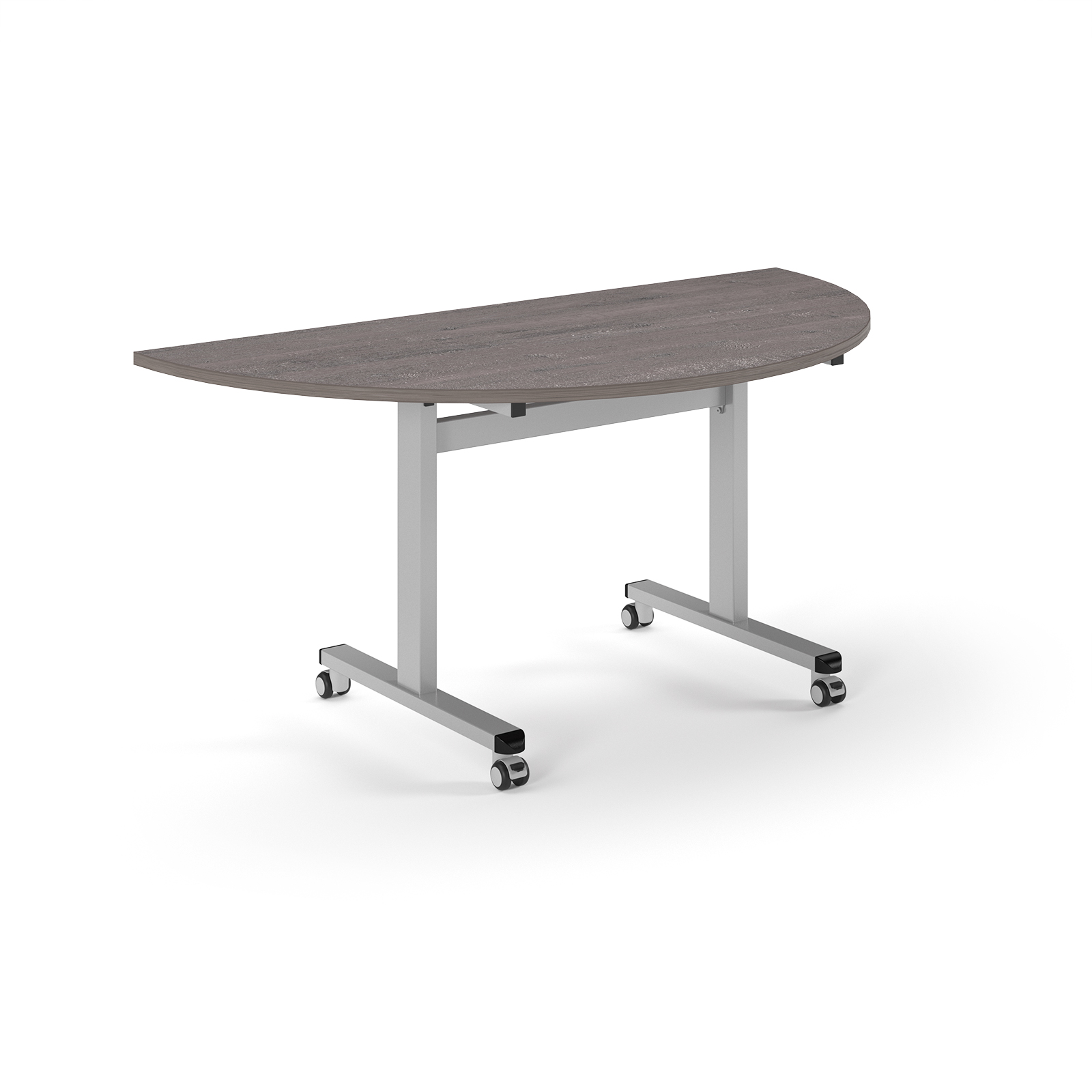 Picture of Pro Flip Semi-Circular Table 1600 x 800, Silver, Grey Oak Top