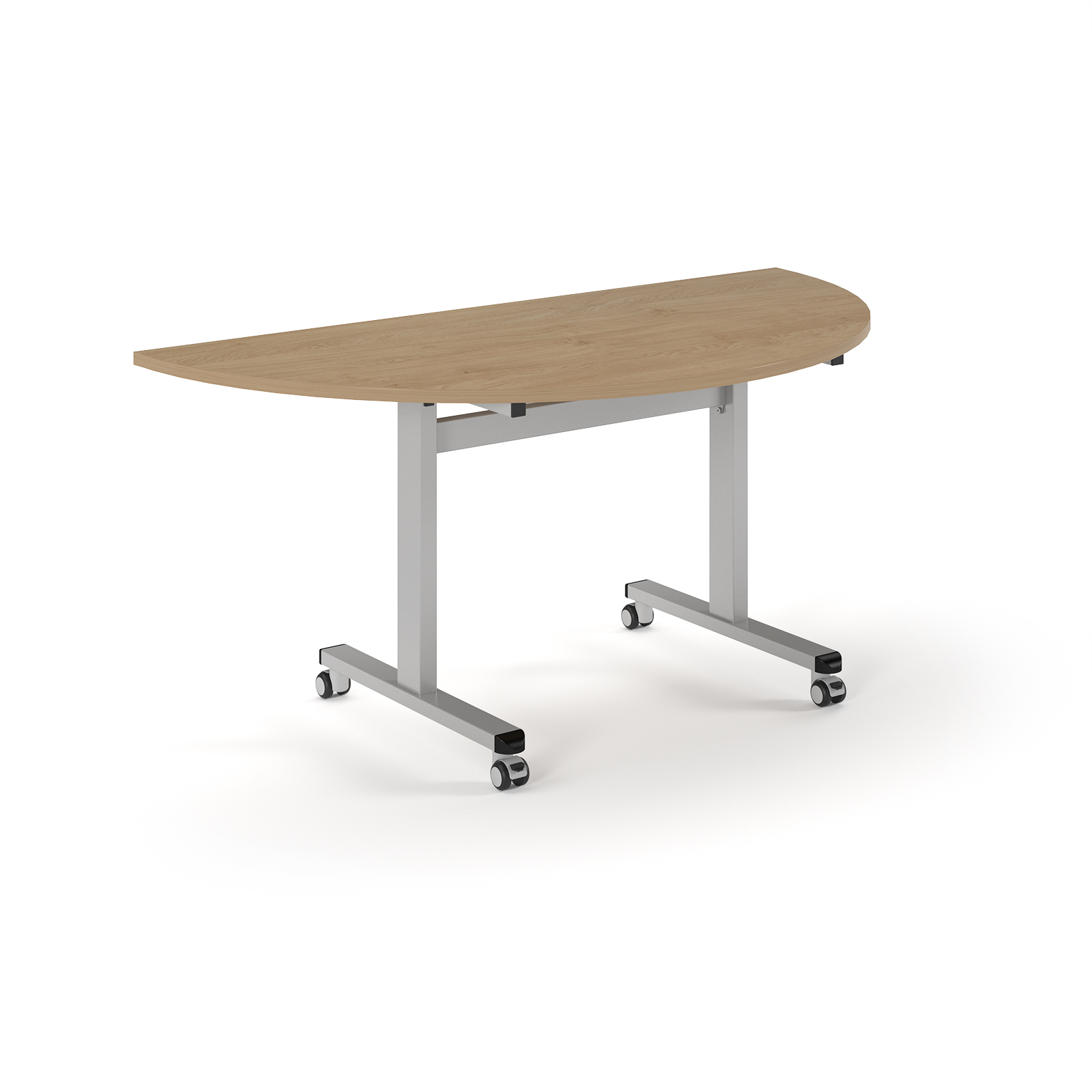 Picture of Pro Flip Semi-Circular Table 1600 x 800, Silver, Kendal oakTop