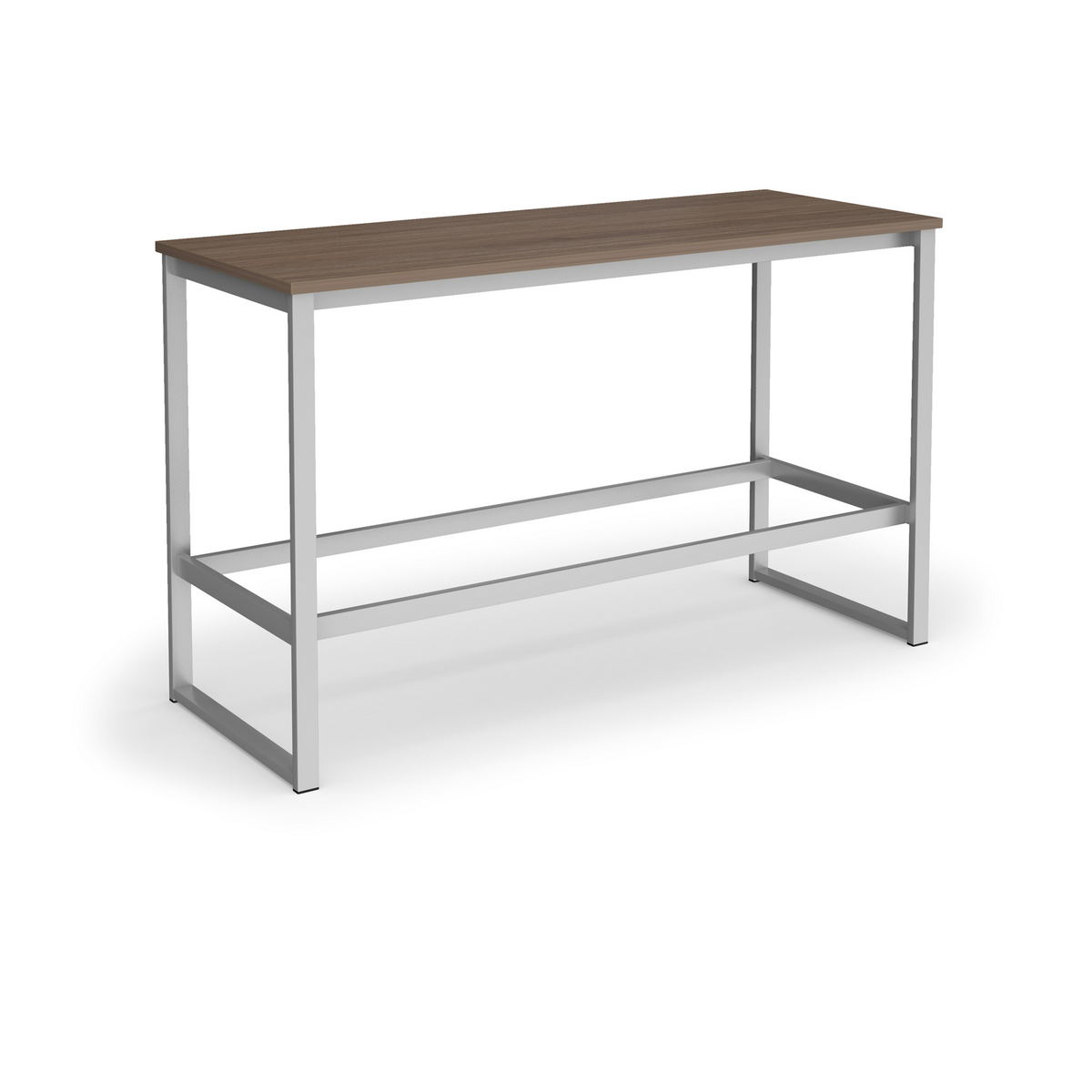 Picture of Otto Poseur benching solution dining table 1800mm wide  - silver frame, Barcelona walnut top