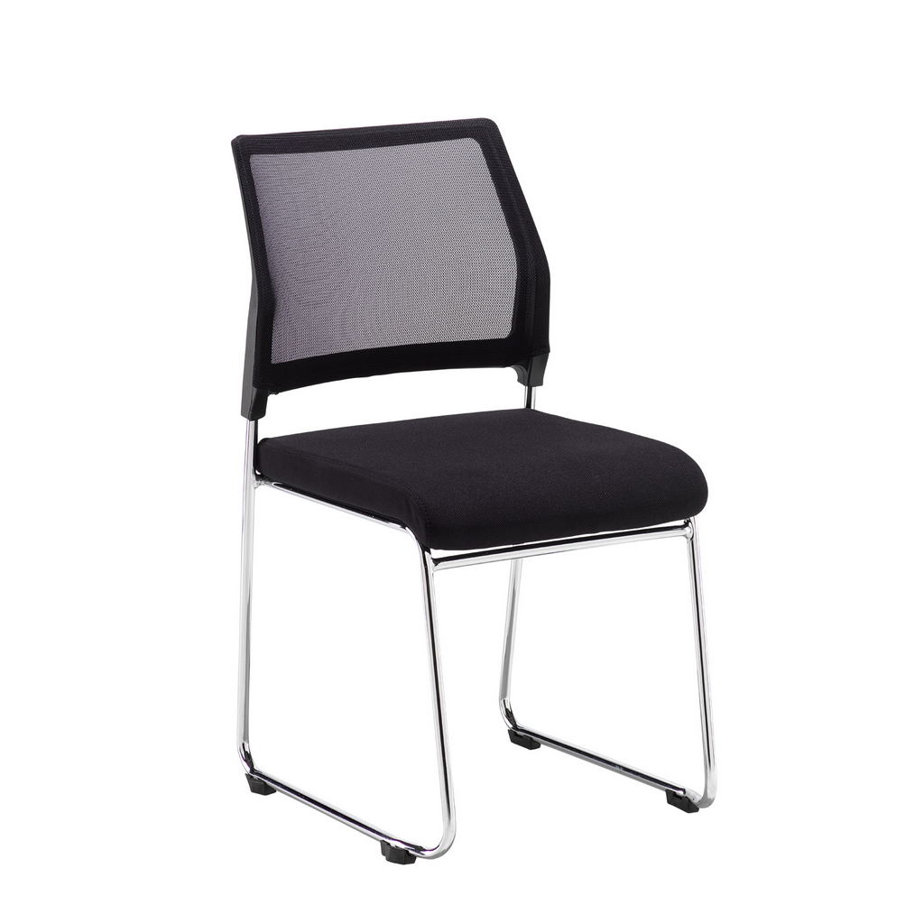 Picture of Quavo black mesh back multi-purpose chair with black fabric seat and chrome wire frame (pack of 4)