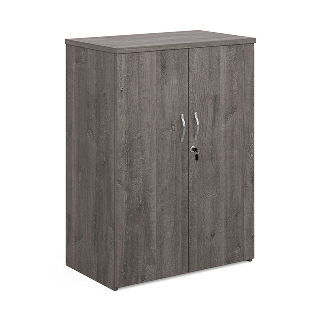 Picture of Universal double door cupboard 1090mm high with 2 shelves - grey oak
