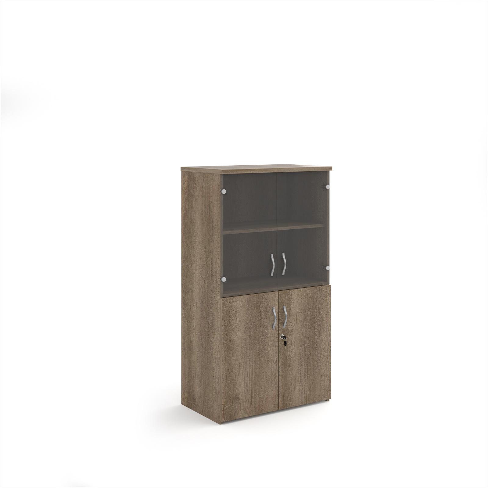 Picture of Universal combination unit with glass upper doors 1440mm high with 3 shelves - Nebraska Oak