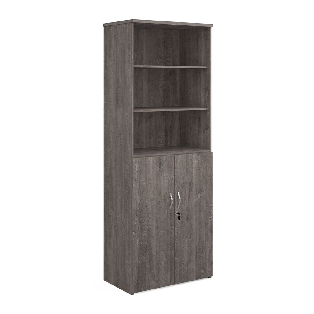 Picture of Universal combination unit with open top 2140mm high with 5 shelves - grey oak