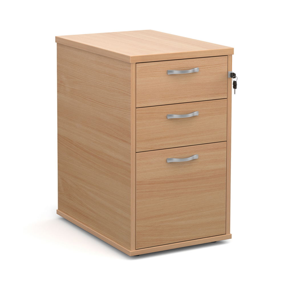 Picture of Desk high 3 drawer pedestal with silver handles 600mm deep - beech