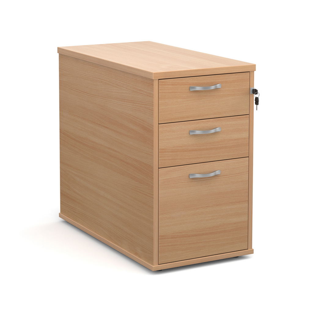 Picture of Desk high 3 drawer pedestal with silver handles 800mm deep - beech