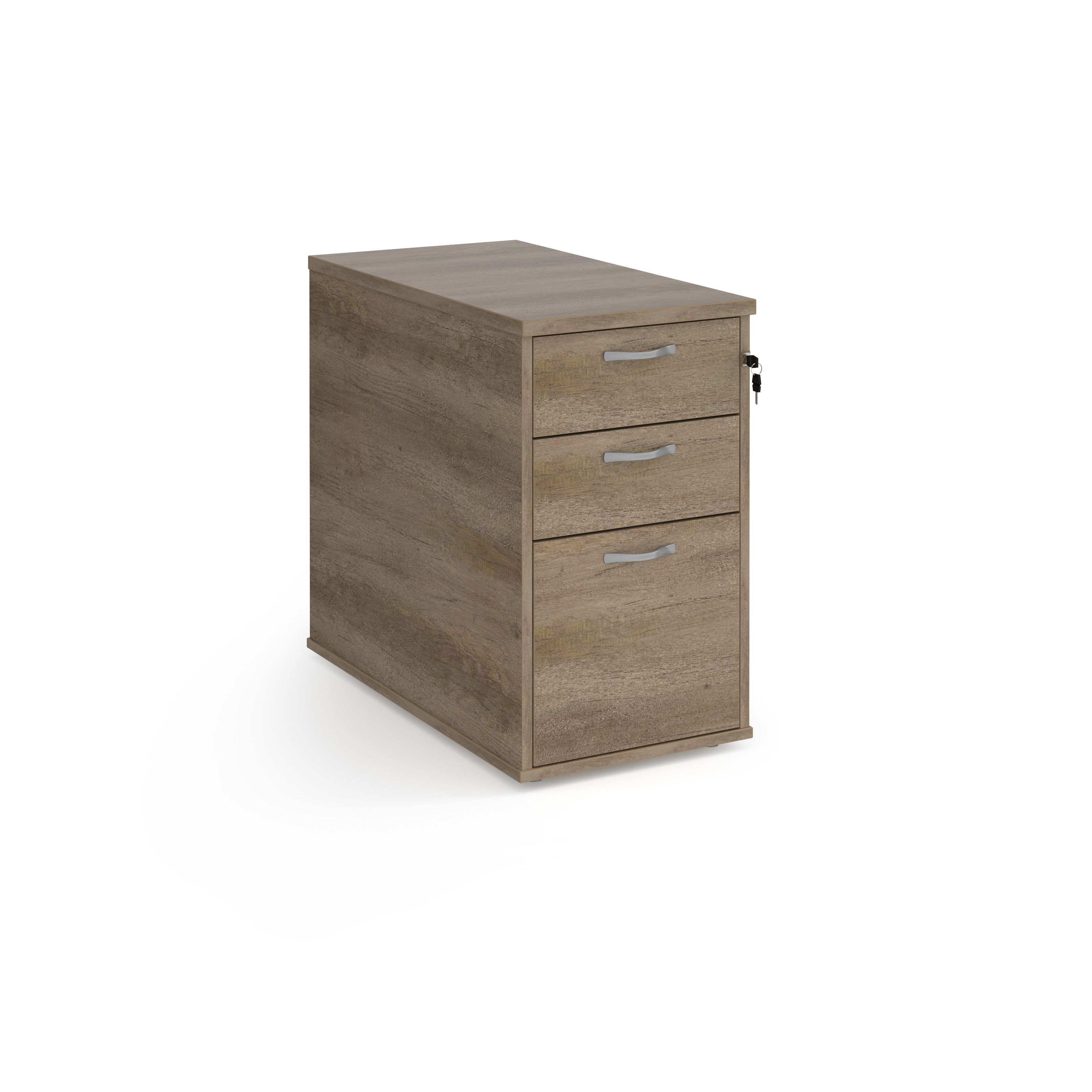 Picture of Desk high 3 drawer pedestal with silver handles 800mm deep - Nebraska Oak
