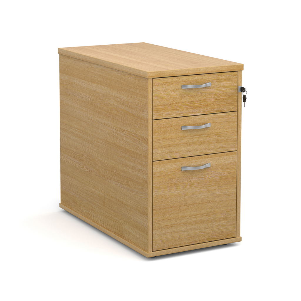 Picture of Desk high 3 drawer pedestal with silver handles 800mm deep - oak