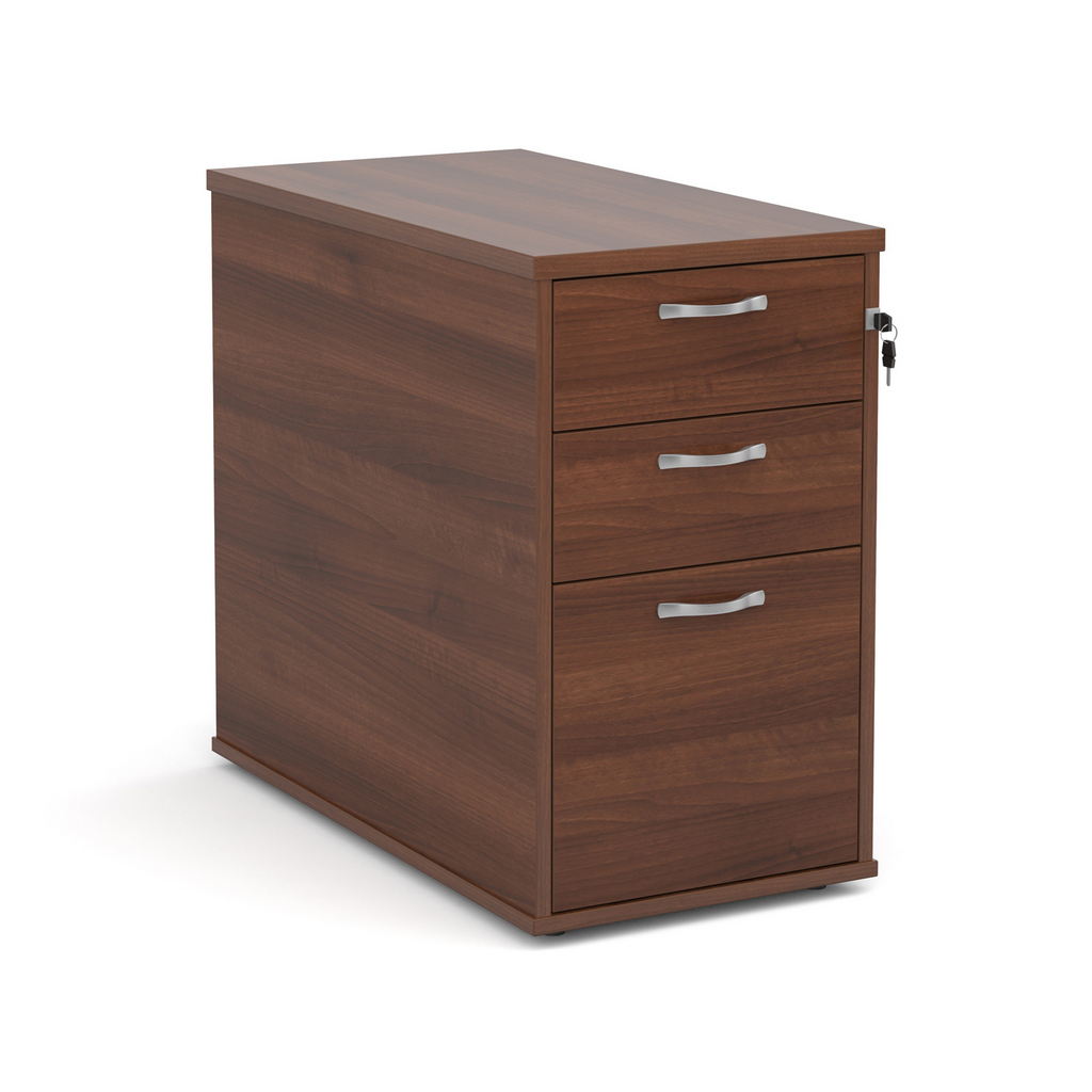 Picture of Desk high 3 drawer pedestal with silver handles 800mm deep - walnut