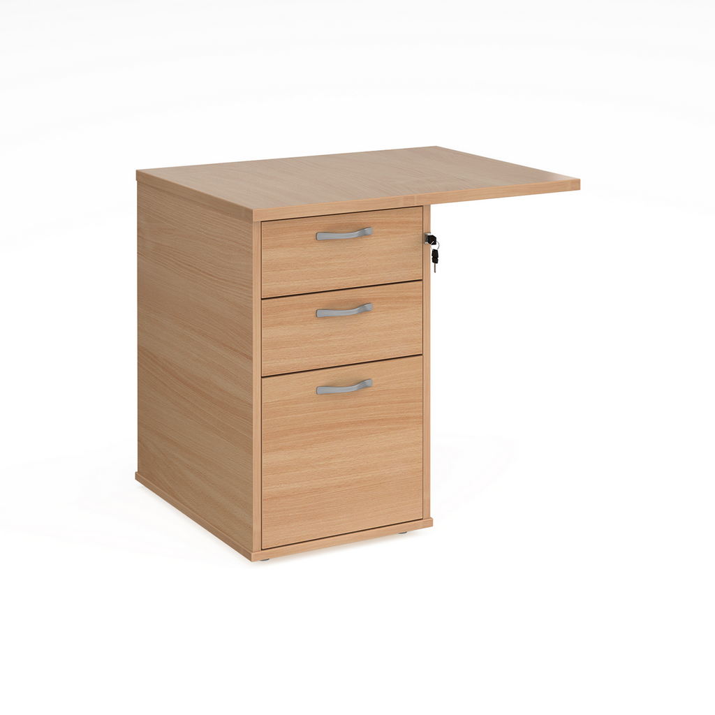 Picture of Desk high 3 drawer pedestal 600mm deep with 800mm flyover top - beech